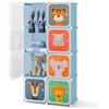 COSTWAY Guardaroba Portatile per Bambini, Armadio Guardaroba Modulare per Bambini con 8 Cubi, per Soggiorno, Camera da Letto, 75 x 35 x 145 cm (Blu)