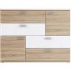 AVANTI TRENDSTORE - Fadia - Comò con 2 ante e 4 cassetti in legno trucciolato, disponibile in due colorazioni. Misura LAP 124,9x95,9x41,3 cm (quercia Sonoma/bianco)