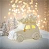 Nexoria Decorazione natalizia in ceramica, mini albero di Natale con luce a LED, in porcellana, decorazione natalizia, bianco, albero di Natale in ceramica, illuminazione natalizia (D)