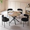 GrandCA HOME Set Tavolo e Sedie, Tavolo Rotondo da 100 cm + 4 Sedie Imbottite, Adatto per 4-6 Persone, (Marrone Chiaro e Nero)