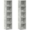 vidaXL 2X Scaffali Porta CD Mensole Arredo Mobili HiFi Armadietto Arredamento Libreria Dvd Armadio Scaffalatura Grigio Cemento in Truciolato
