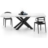 Mobili Fiver, Tavolo Allungabile Emma 160(240) x90 cm, Cemento Bianco con Gambe Incrociate Nere, per 6-10 persone, Tavolo Cucina, Soggiorno, Made in Italy
