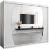 ABIKSMEBLE Elypse 250 Armadio con Tre Ante Scorrevoli per Camera da Letto - Armadio Moderno con Specchio, Appendiabiti e Ripiani - 250x200x62 cm - Bianco Opaco