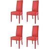 t m c s Tommychairs - Set 4 sedie imbottite modello Luisa per cucina e sala da pranzo, robusta struttura in legno di faggio rosso, seduta e schienale rivestiti in pelle artificiale rosso