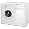 Liberoshopping Mobile lavatoio 109x60 cm in Pvc con vasca in resina portalavatrice Bianco (Vasca a Destra)