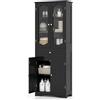 LIFEZEAL Armadio da bagno grande, mobile alto con ripiano regolabile, armadio da cucina armadio da bagno con porta in vetro, mobile di stoccaggio per bagno e soggiorno, 60 x 30 x 160 cm (nero)