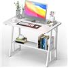 PIPIPOXER 80 x 50 x 73 cm, scrivania piccola con 1 ripiano, vano aperto, tavolo per ufficio, studio, bianco