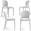 REDÒKASA Set 4 sedie in polipropilene JASMINE, impilabile, resistente ai raggi UV, design moderno, ideale per sala da pranzo, cucina, sala d'attesa, bar, ristoranti o giardino (Bianco)