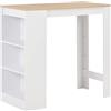 vidaXL Tavolo da Bar con 3 Mensole Elegante Decorativo Robusto per Interni Sala Cucina Tavolino da Bistrò 110x50x103 cm Truciolato Bianco e Naturale