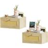 HAMHAIGO Set da 2 Comodino Sospeso, Mensola da Parete con Cassetto, 40x30x20cm, Comodini Sospesi per Camera da Letto, Mobile Salvaspazio (Legno-A-2PCS)