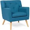 IDMarket - Poltrona scandinava in tessuto blu anatra LIV