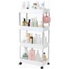 BM Carrello Portaoggetti con Ruote a 4 Ripiani - Scaffale Mobile da Cucina, Bagno o Lavanderia - Organizzatore Slim tra Mobili, in Plastica Resistente, Facile da Pulire (40x21.5x85CM)