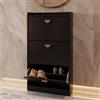 Mendler Scarpiera HWC-O39, ribaltabili, 3 scomparti ribaltabili, MDF melaminico, metallo, 117x60x24 cm - effetto legno nero