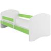 ACMA II Letto Junior 160x80 cm Verde con Materasso e Rete a Doghe - Letto per Bambini con Sponde di Sicurezza, Portata fino a 120 kg, Variante senza Cassetto
