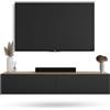 Planetmöbel Mobile TV West, porta TV lungo 160 cm, mobiletto TV sospeso o da appoggio, mobile TV per soggiorno, mobile porta TV 37,8 x 160 x 30 cm, rovere dorato antracite