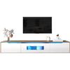 Azkoeesy Mobile TV lucido con illuminazione a LED, lunghezza 180 cm, in piedi o sospeso, tavolo TV con 3 ante (bianco/naturale)