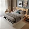 RXMORI Letto 160 x 200 cm, letto imbottito matrimoniale con testa a LED, letti con vano portaoggetti, letto idraulico, letto a molle con cassetta, struttura del letto con rete a doghe, pu, senza materasso