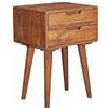 FineBuy Comodino Letto Legno Massello Sheesham 47x66x36cm Stile Retro | Consolle Notturna con cassetti | Comodino da Notte