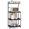 KOMFOTTEU Mensola da Cucina a 4 Ripiani Regolabili in Metallo, con 4 Piedini Antiscivolo, 60 x 34,5 x 136 cm, Supporto per Forno a Microonde, Scaffale Multifunzionale per Sala da Pranzo (Nero)
