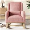 TIMORWTF Poltrona a dondolo, poltrone da salotto a dondolo, poltrona da lettura con tasche portaoggetti su entrambi i lati, sedia a dondolo con gambe in legno massello, 96 x 94 x 70 cm, velluto Teddy