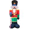 HUOLE 240cm Soldatino Schiaccianoci Gonfiabile, Soldato di Babbo Natale con 3 Luci LED, Decorazioni Natalizie con Soffiatore e Sacchi di Sabbia, per Uso Interno ed Esterno-2,4 m - Soldato di Noce