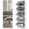 Organizedlife Shoe Storage Cabinet with 185cm Full Length Mirror, 30 Pairs & 5 Flip Drawer, Free Standing Shoe Rack Cabinet, Narrow Shoes Organizer for Front Door, Entryway (2 scaffale)