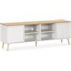 HOMN LIVING Mobile TV Desi a 2 ante, bianco, 160 cm (larghezza) 40 cm (profondità) 55 cm (altezza)