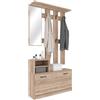 EGLEMTEK Set Di Mobili Da Ingresso Mobile Corridoio Con Specchio Scarpiera 6 Ganci Appendiabiti Guardaroba Arredo Arredamento Corridoio Entratina Design Moderno Parades 160 x 100 x 24 Cm Rovere