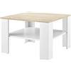 [en.casa] Tavolino Centrale da Salotto Tavolo Basso con Ripiano Tavolino da caffè con Piano Quadrato e Gambe a L 60 x 60 x 40 cm Bianco/color Rovere