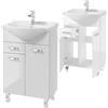 Deftrans Domodomo - Armadietto da bagno con lavandino, 86 x 53 x 31 cm, con cassetto e base laccato, elegante set con lavabo in ceramica (bianco)
