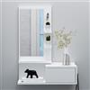 HOMIDEA ENKI Mobile sospeso per corridoio - Armadio con specchio - Armadio a parete per ingresso con cassetto, specchio e ripiano dal design moderno (bianco/bianco)