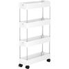 A.M.C. Carrello Portaoggetti con Ripiani, Carrellino Cucina Salvaspazio a Ruote, carrello scorrevole, Scaffale alto e Stretto per cucina, bagno, lavanderia, camera da letto, spazi stretti (40x13x87)