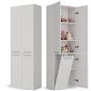 CDF Mobile da Bagno con Armadietti e Ante Bianco Colonna Bagno Salvaspazio 1 Cesto per la Biancheria Mobile Alto a Colonna Cesto Portabiancheria Armadio Bagno 174 x 60 x 30