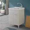 Inbagno Mobile lavanderia 60x50 cm grigio calce con 2 ante, lavatoio in ceramica con piletta e sifone incluso, MOON