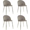Marvin Sedia in Velluto e Oro Oslo da Sala Pranzo Con Gambe Metallo Dorate Seduta Imbottita Sedie Poltroncine Di Design Per Salotto Soggiorno Moderne (Tortora, 4)
