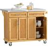 SoBuy Carrello Cucina con Ruote, piano estensibile & freni 115x92x(46-71)cm | Isola Cucina con 2 cassetti, 2 ante & ripiani regolabili, portata 100 kg, bambù/MDF, cucina & sala da pranzo & bar, FKW69-N