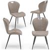 REDÒKASA Set 4 sedie imbottite per sala da pranzo CLARA, design moderno, gambe coniche robuste in metallo, rivestimento in tessuto idrorepellente morbido al tatto (4, Fango, 48x58x87)