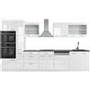Vicco Cucina componibile R-Line, Bianco lucido/bianco, 350 cm con armadio alto, PL Antracite, adatto per disposizione e ampliamento personalizzati