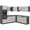 Vicco Cucina angolare completa R-Line, Calcestruzzo, 247 x 46 cm senza piano di lavoro, per una pianificazione cucina flessibile e un'estensione modulare