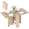 HOMCOM Tavolo da Pranzo Pieghevole, Tavolo Cucina a Ribalta per 6 Persone, Scrivania Richiudibile Salvaspazio con 2 Ripiani Aperti e Ruote a Freno, per Soggiorno, Ufficio, 140x75x74cm, Color Legno