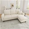 Cayipng Divano angolare a L con chaise longue,divano a 3 posti, 166 x 118 x 77 cm, tessuto traspirante in cotone e lino, gambe in plastica, design modulare, ideale per soggiorni (Beige chiaro)