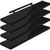 WOLTU Mensola da Muro, Set di 4, Scaffale Sospeso da Parete Libreria Piccola per Soggiorno Cameretta Porta CD DVD, Pannello MDF 100x22,9x3,8cm, Nero, RG9482sz-4
