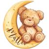 Generico Fuoriporta in Legno 20cm Personalizzato con Nome e Orsetto Seduto sulla Luna Targa Porta Camera Bambini Colorata Idea Regalo Compleanno Natale Nascita Decorazioni Casa Stanza Cameretta