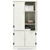 GYMAX Armadietto Multiuso da Terra, Diviso 2 Parti, Ripiani Regolabili in 5 Altezza, 4 Ante con Manici, Mobiletto Alto per Soggiorno Camera, 58,5 x 31,5 x 123 cm (Beige)