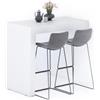 Mobili Fiver, Penisola Evolution 120x60, Bianco Frassino, Tavolo Penisola Cucina per 4 persone, Made in Italy