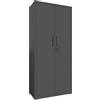 Bricozone Armadio In Metallo Multiuso Armadietto A Doppia Anta Con 5 Ripiani Regolabili E Chiusura Con Doppia Chiave 180 x 80 x 40 Cm Nero Mobiletto Per Documenti Strumenti Ufficio Garage Studio