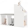 RELAX4LIFE Panca per Scarpe con Ripiano a 3 Livelli, Panca da Ingresso con 3 Cubi e Scomparti Laterali, Organizer per Scarpe con Cuscino Rimovibile per Corridoio, Soggiorno, Camera da Letto, Bianco