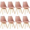 EGGREE Set di 8 Sedie Sala da Pranzo Sedie da Cucina con Gambe in Legno Sedie Ufficio Imbottita in Pelle PU Moderne Design, Rosa Fumé