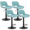 WOLTU Set di 4 Sgabelli da Cucina, Sedia da Bar in Lino, Sgabello Regolabile in Altezza, con Schienale, Seduta Imbottita Girevole a 360°, per Bistrot, Pub, Base in Metallo, Blu, BH438bl-4