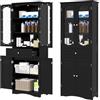 GIANTEX Mobile da Bagno a Terra, Armadietto da Bagno Alto, Mobiletto da Bagno Moderno, con 4 Ante in Vetro e 1 Cassetto, Ripiani Regolabili in Altezza, Ampio Spazio di Stoccaggio per Casa (Nero)
